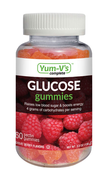 YumVs Complete Glucose Gummies, Raspberry Flavor, (60 Ct); Chewable Nutritional Supplement for Men and Women, Vegan, Gluten Free, Kosher, Halal