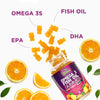 Omega 3 Fish Oil Gummies, Extra Strength Omega Fish Oil Supplement, High Absorption for Joint, Heart & Brain Support, Nature's Heart Healthy Omega 3s DHA EPA Gummy Vitamin, Orange Flavor - 60 Gummies