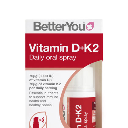 BetterYou D3000 and K2 Vitamin D Daily Oral Spray - Convenient Alternative for Tablets - Supports Bone Health and Boost Immune System - Prevents Blood Clotting - Natural Peppermint Flavor - 0.4 oz