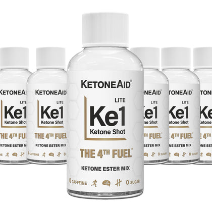 KetoneAid KE1 Ketone Ester Drink Shot | Ready to Drink with 60% D-BHB Ketone Ester and 40% Reduced Salt Ketone Salt | No Sugar, No Caffeine | 2 Serving Per Bottle (6 Count)