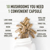 10 Mushroom Complex Supplement | 1300+ MG Blend with Lions Mane, Turkey Tail, Cordyceps, Reishi, Shiitake, Maitake, Chaga & White Button Mushroom Extracts | Immune & Adaptogen Support | 90 Capsules