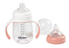 BEABA 2-in-1 Baby Bottle to Training Sippy Cup, Learning Cup, Baby Bottle Nipple and Soft Silicone Sippy Spout, Spill Proof, Baby, Toddler 7 oz (Rose)