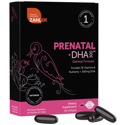 Zahler Prenatal Vitamin with DHA & Folate - DHA Supplements & Prenatal Multivitamin for Mother and Child - Kosher Prenatal DHA Prenatal Vitamins with Iron, Pre Natal Softgels 60 Count