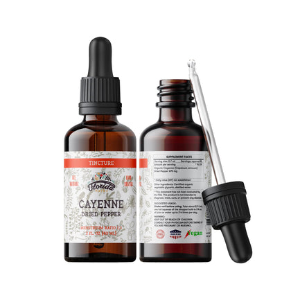 FLORIDA HERBS Cayenne Tincture Extract, Organic Cayenne (Capsicum annuum) Dried Pepper - Vegetable Glycerin - Non-GMO - 2 oz