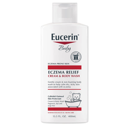 Eucerin Baby Eczema Relief Cream & Body Wash, Eczema Body Wash for Babies, 13.5 Fl Oz Bottle (Expiry 3/01/2026)