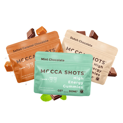 MOCCA SHOTS Caffeine Energy Chew 3-Pack, 200mg of Caffeine per Pack! Caffeine Boost, Coffee Energy Gummy, High Energy Gummies, Vegan, Plant-Based, Gluten-Free (Pack of 3)