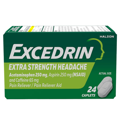 Excedrin Extra Strength Caplets for Headache Pain Relief, 24 Count