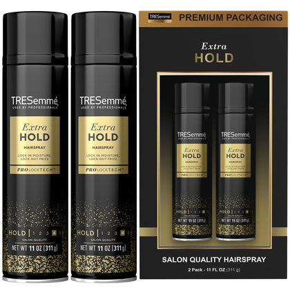 TRESemmé Tres Two Spray Extra Hold Hairspray, Extra-Firm Control, Strong Hold with Touchable Feel, Humidity Resistant, All Day Frizz Control, Pack of 2-11 oz each, Includes a mask