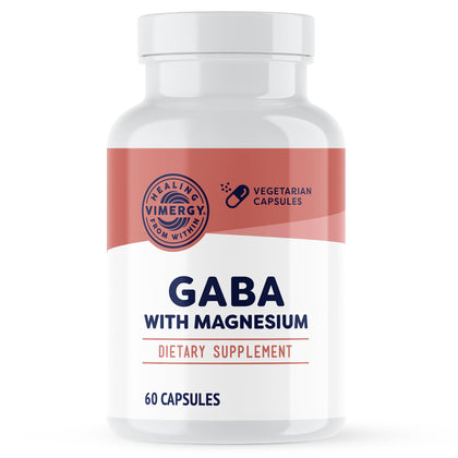 Vimergy GABA with Magnesium, 60 Servings - Natural Calm & Relaxation Support Capsules - Supports Stress Response & Brain Health - Non-GMO, Gluten-Free, Kosher, Soy-Free, Vegan, Paleo Friendly