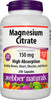 Webber Naturals Magnesium Citrate 150 mg, 250 Capsules, High Absorption, Helps Maintain Healthy Bones, Teeth and Proper Muscle & Heart Function, Non-GMO, Gluten & Diary Free