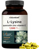 NatureBell L-Lysine 1,000mg Capsules + Quercetin 250mg with Vitamin C and Zinc, 240 Count | Free Form Amino Acids, L Lysine Complex | Immune Support, Lip & Skin Health Supplement