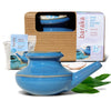 Baraka Handcrafted Ceramic Neti Pot w/Box and 2 oz Mineral Sea Salt Rinse (Blue) - Tool Kit for Home - Relaxing Gifts for Women - Snoring & Saline Solution