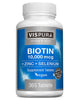 Biotin 10000 mcg + Zinc + Selenium, Pure, Vegan & Extra Strong, Best Supplement for Hair Growth, Glowing Skin, Strong Nails*, 365 Tablets for 12 Months, Natural Without Additives