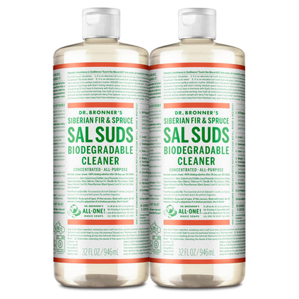 Dr. Bronner's - Sal Suds Biodegradable Cleaner (32 Ounce, 2-Pack) - All-Purpose Cleaner, Pine Cleaner for Floors, Laundry and Dishes, Concentrated, Cuts Grease and Dirt, Powerful Cleaner, Gentle