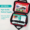 General Medi First Aid Kit -309 Pieces- Reflective Bag Design - Including Eyewash, Bandages, Moleskin Pad and Emergency Blanket for Travel, Home, Office, Car, Camping, Workplace