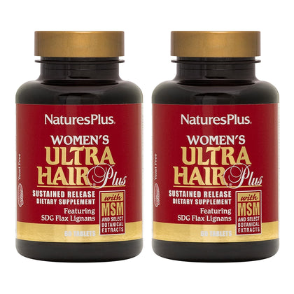 NaturesPlus Womens Ultra Hair Plus - 60 Sustained Release Tablets, Pack of 2 - Nutritional Support for Healthy Hair Structure - Gluten Free - 60 Total Servings