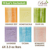 BELA, Assorted, Natural Ingredient Soap Bars, Triple-French Milled Moisturizing Bar Soap Gift Sulfate-Free (93g) 3.3 oz each - 6 Pack