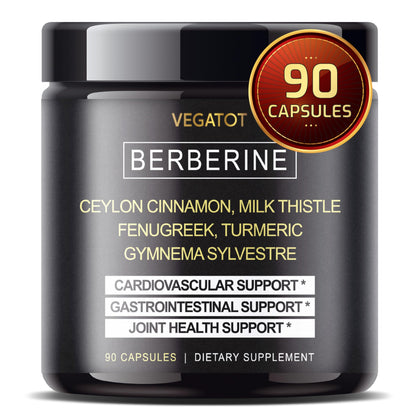 Berberine Supplement 8700MG with Ceylon Cinnamon, Turmeric, Milk Thistle, Fenugreek *USA Made and Tested* Immune System, Cardiovascular & Gastrointestinal Support*