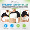 BODVITALS Shoulder Support Brace | Compression Shoulder Brace with Pressure Pad for Men, Women | Adjustable Fit Shoulder Sleeve Wrap | Stabilizer Brace for Support, Right/left (Black)