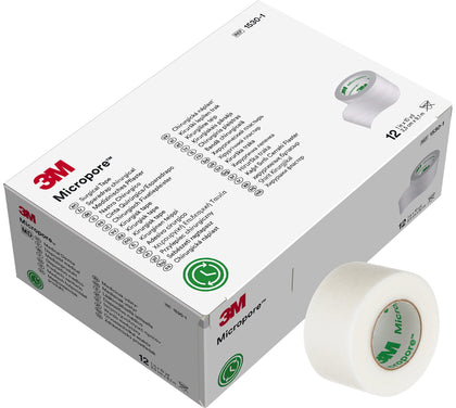 3M Micropore Surgical Tape 1530-1, 1 IN x 10 YD (2,5cm x 9,1m), 12 Rolls/Carton