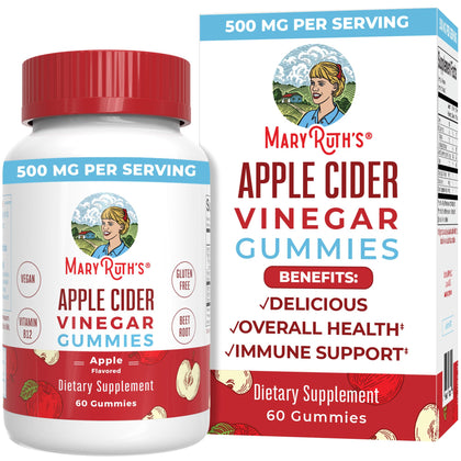 MaryRuth Organics Apple Cider Vinegar Gummies | ACV Gummies for Immune Support | Vegan | Non-GMO | Gluten Free | 60 Count