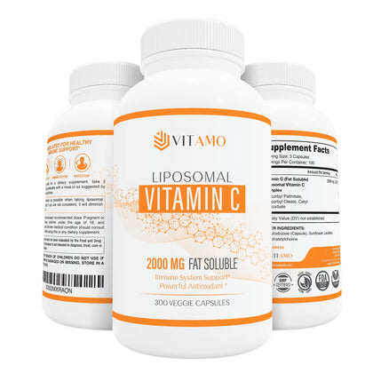 Liposomal Vitamin C 2000mg | Superior Delivery System | 300 Capsules Immune Support & Collagen Booster | High Absorption Ascorbic Acid, High Dose Vitamin c, Zero Soy, 100% Non-GMO