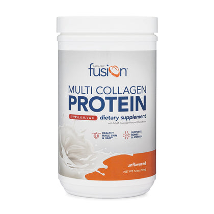 Bariatric Fusion Unflavored Multi Collagen Protein Powder | Hydrolyzed Collagen Peptides Powder Plus Joint Support Complex of MSM and Glucosamine | Type 2 | Dairy, Gluten & Soy Free | 30 Servings