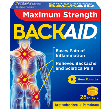 Backaid Max, Aspirin-Free Pain Relief from Backache, Leg Pain, and Sciatica, 28 ct