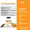 Renew Actives Turmeric Curcumin + Black Pepper - Digestive Aid, Promotes Liver Health - Wound Care - Health & Wellness Boost - 120 Capsules