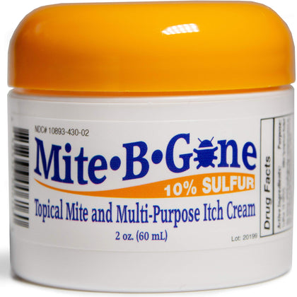 Mite-B-Gone Mite Cream & Bite Relief - 10% Natural Blend Sulfur Cream for Multi-Purpose Bites, Redness, Itching, & Irritation | Safe for Kids and Adults | Fast & Effective for All Skin Types| 2oz