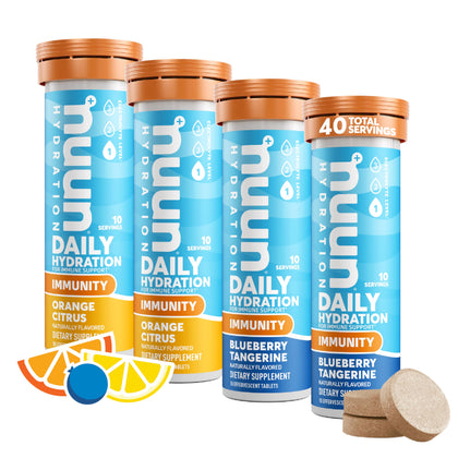 Nuun Hydration Immunity Electrolyte Tablets With 200mg Vitamin C, Blueberry Tangerine + Orange Citrus, 4 Pack (40 Servings)