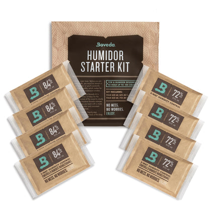 Boveda Starter Kit Bundle: Season a Wood Storage Box Plus Maintain Humidity with 2-Way Humidity Control | Includes (2) Each Size 60 Boveda 84% & 72% | 1-Count