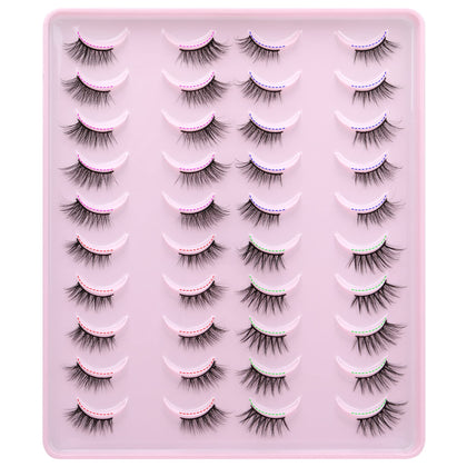 Half Lashes Natural Look Fluffy False Eyelashes Wispy 4 Styles Cat Eye Lashes 3D Natural Volume Accent Lashes 20 Pairs Pack by Yawamica