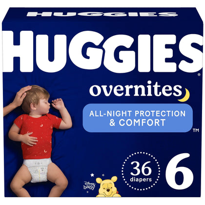 Huggies Size 6 Overnites Baby Diapers: Overnight Diapers, Size 6 (35+ lbs), 36 Ct