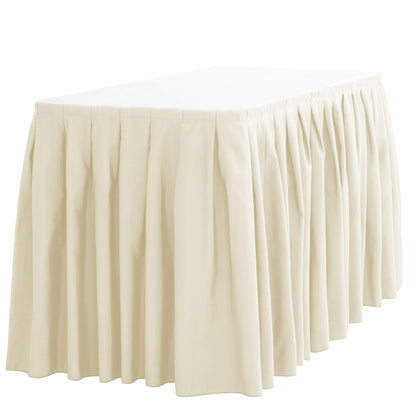 LTC LINENS Table Skirt for 4 Feet Rectangular or 48 Inch Round Table - 14 ft Ivory Pleated Table Skirting Cloth Polyester for Banquet, Wedding