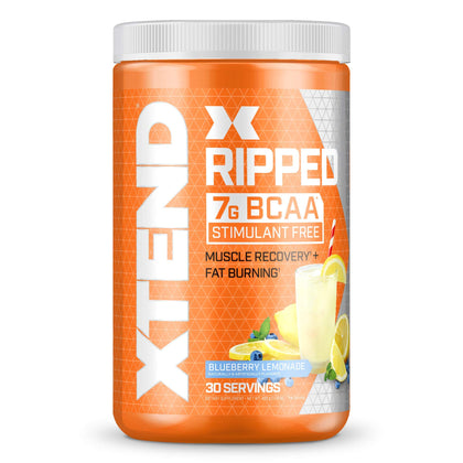 XTEND Ripped BCAA Powder Blueberry Lemonade | Cutting Formula + Sugar Free Post Workout Muscle Recovery Drink with Amino Acids | 7g BCAAs for Men & Women | 30 Servings