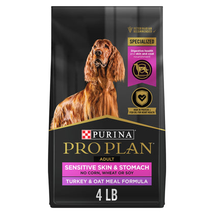 Purina Pro Plan Sensitive Skin and Stomach Dog Food with Probiotics for Dogs, Turkey & Oat Meal Formula - 4 lb. Bag