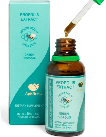 ApisBrasil - Brazilian Green Bee Propolis Liquid Extract (30ml) - Natural Immune Support - Antioxidant - Pack of 1