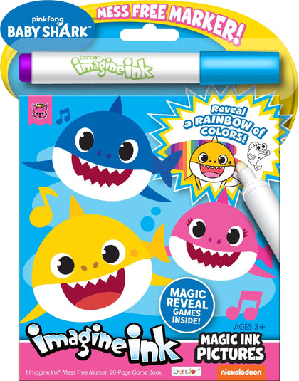 Bendon Imagine Ink Magic Ink Pictures and Game Book with Mess Free Marker (Baby Sharks)