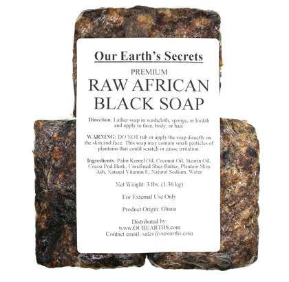 Our Earth's Secrets Premium Natural Raw African Black Soap, 3 Pound