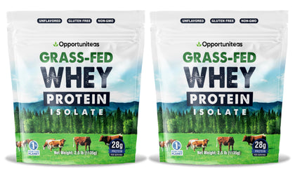 Opportuniteas Grass Fed Whey Isolate Protein Powder - Unflavored 28g Protein Powder Without Artificial Sweeteners, Hormone-Free Cows, Non GMO - 5lb