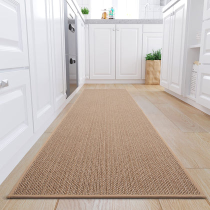 Kitchen-Runner Rugs 1.6' x 8' Non Skid Washable Hallway Runner-Rugs, Kitchen Runner Rugs and mats for Kitchen, Front of Sink, Kitchen Mats for Floor (Beige, 1.6'x8')