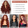 Reddish Brown Lace Front Wigs 12A Body Wave Human Hair Wigs for Women 13X4 HD Transparent Lace Front Wig 180% Density Brazilian Virgin Human Hair Wig Pre Plucked with Baby Hair Glueless Wigs 22 Inch