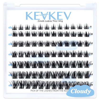 Lash Clusters 84 Pcs Cluster Lashes Eyelash Clusters DIY Cluster Eyelash Extensions Individual Lashes Thin Band & Soft(Cloudy,C-8-16mix)