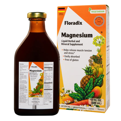 Floradix, Magnesium Vegetarian Liquid Supplement for Muscle and Bone Support, 17 Fl Oz