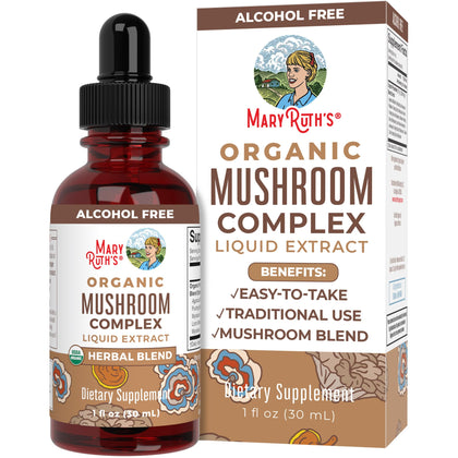 MaryRuth's USDA Organic Mushroom Complex | Herbal Liquid Drops, Mushroom Supplement | Lion's Mane, Reishi Mushroom, Shiitake Mushrooms | NonGMO, Vegan