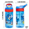 Zak Designs Sonic the Hedgehog Kids Water Bottle with Spout Cover and Built-in Carrying Loop, Made of Durable Plastic, Leak-Proof Water Bottle Design for Travel (17.5 oz, Non-BPA, Pack of 2)