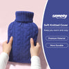 samply Hot Water Bottle with Knitted Cover, 2L Hot Water Bag for Hot and Cold Compress, Hand Feet Warmer, Ideal for Menstrual Cramps, Neck and Shoulder Pain Relief,Navy