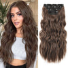 REECHO Hair Extensions, 4PCS Clip in Hair Extensions HE001 Natural Soft Synthetic Hairpiaeces for Women, Light Brown