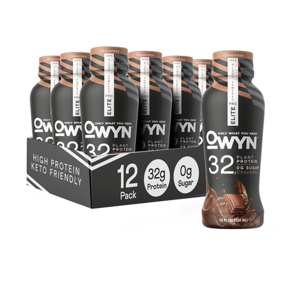 OWYN Pro Elite - High Protein (35g), Zero Sugar, Keto, Vegan Protein Shake | Chocolate, 12 Fl Oz (Pack of 12) | Dairy-Free, Gluten-Free, Soy-Free, Low Carb, Workout Recovery